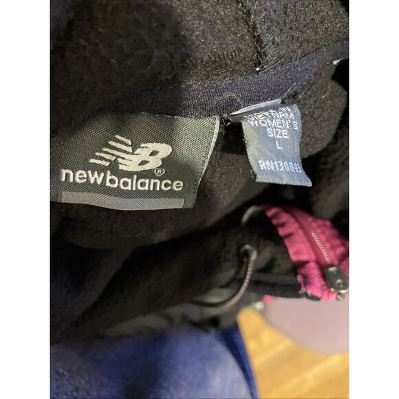 New Balance Women's Fleece Hoodie Jacket Large Full Zipper Black Pink - Picture 4 of 5